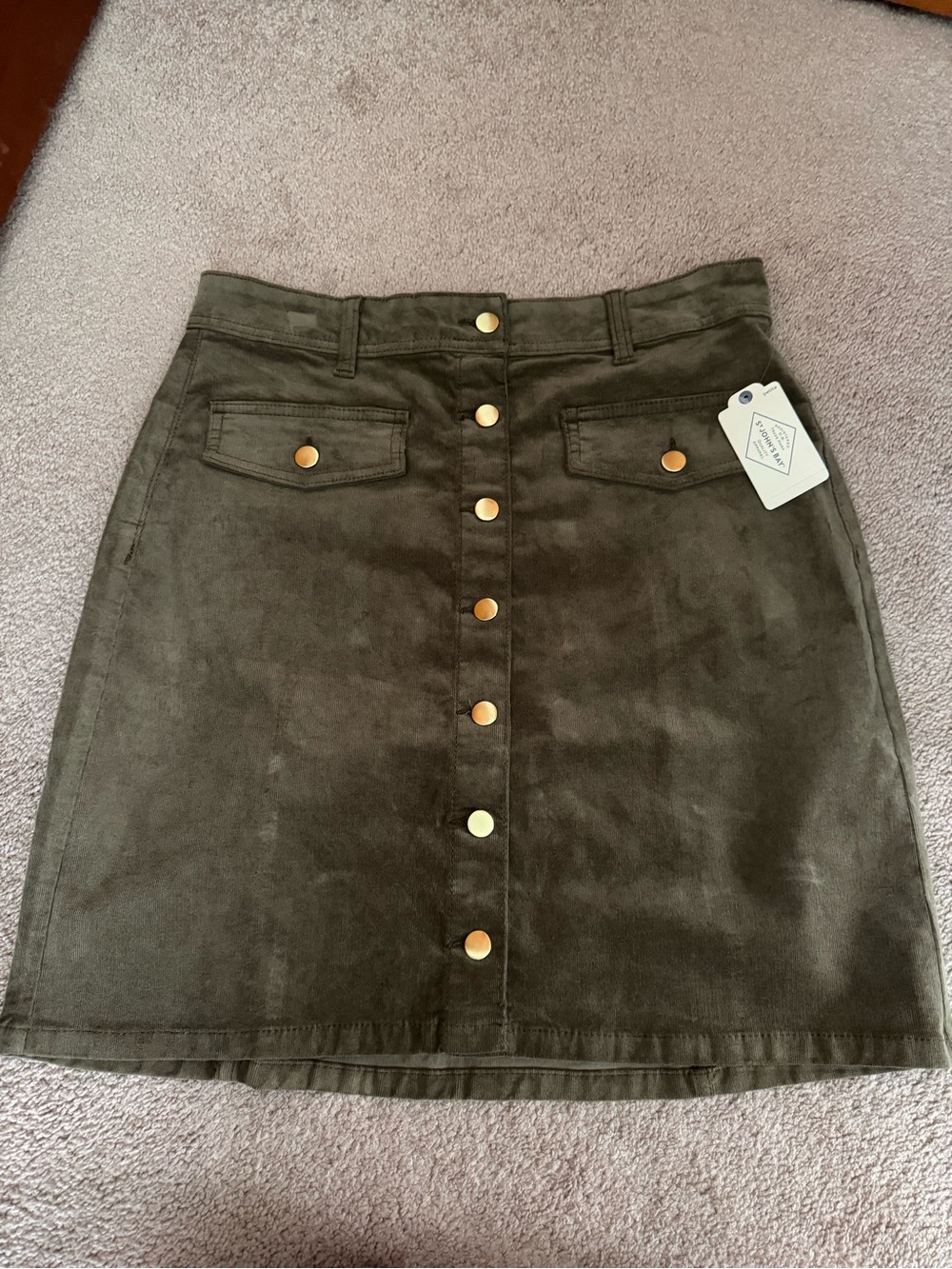 jcpenney Olive Green Button-Front Mini Skirt
